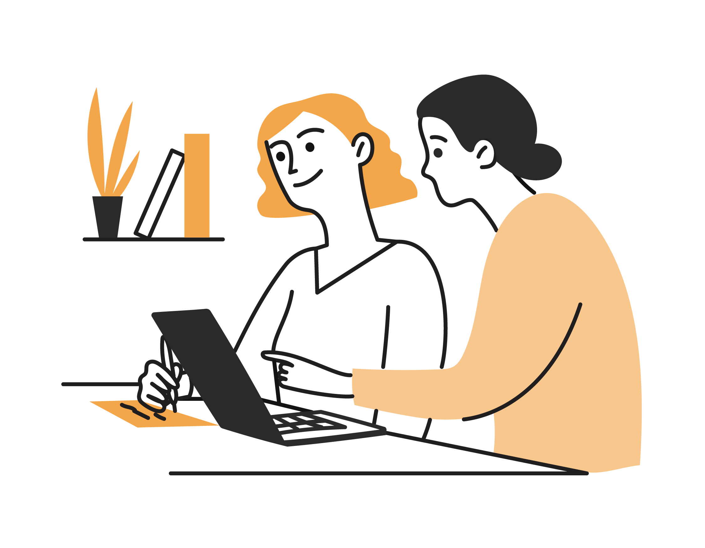 two women at work